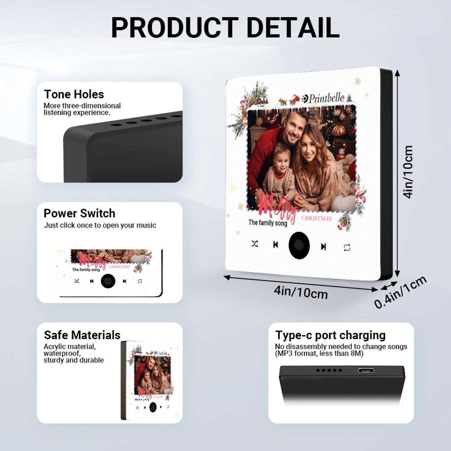 Minteefy photo calendar magnet – personalized date highlight, song player, and couple’s names.