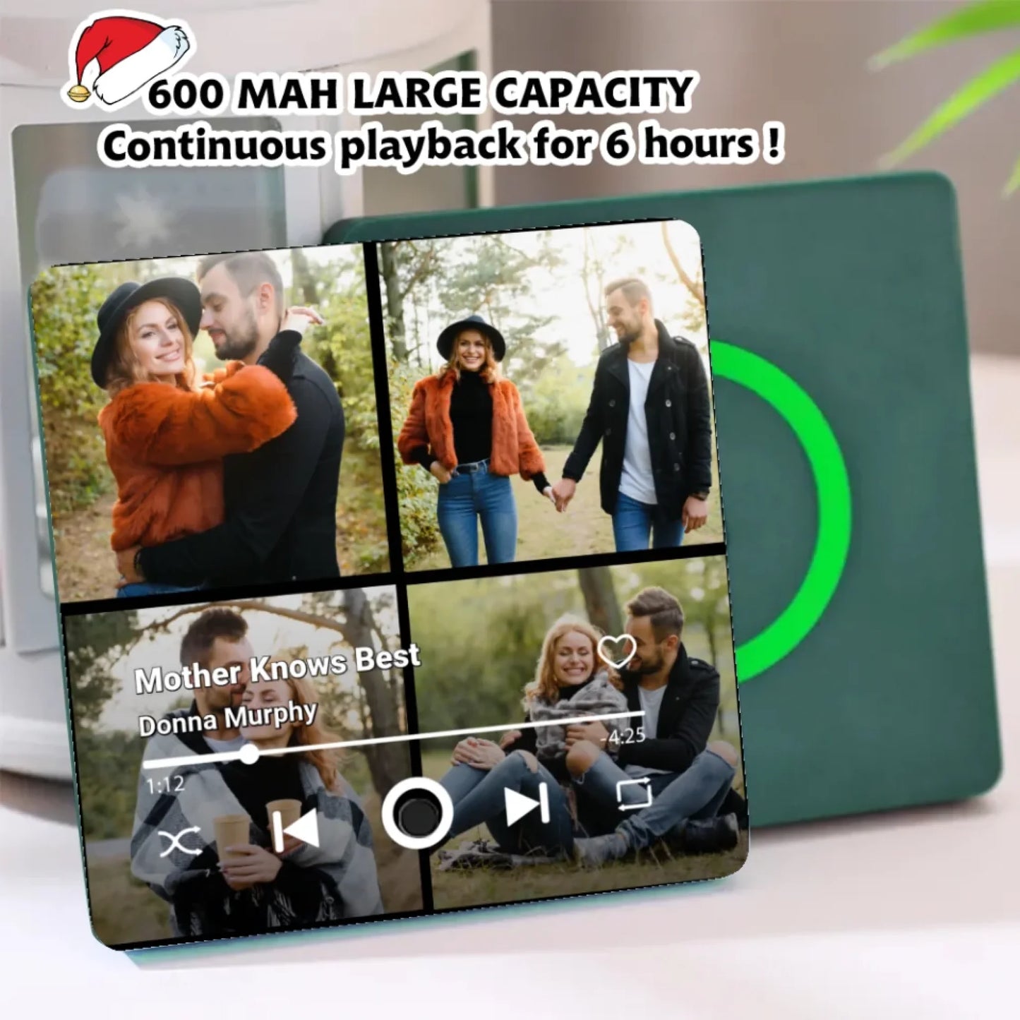 Minteefy custom fridge magnet – personalized music player design with couple photos and names