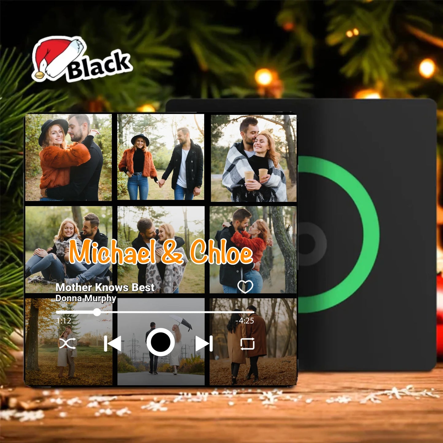 Minteefy custom fridge magnet – personalized music player design with couple photos and names
