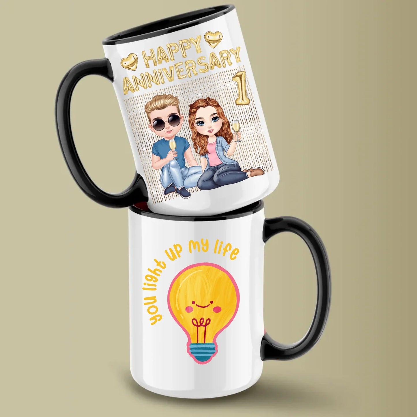 Glossy Two 15oz Mug Mockup black