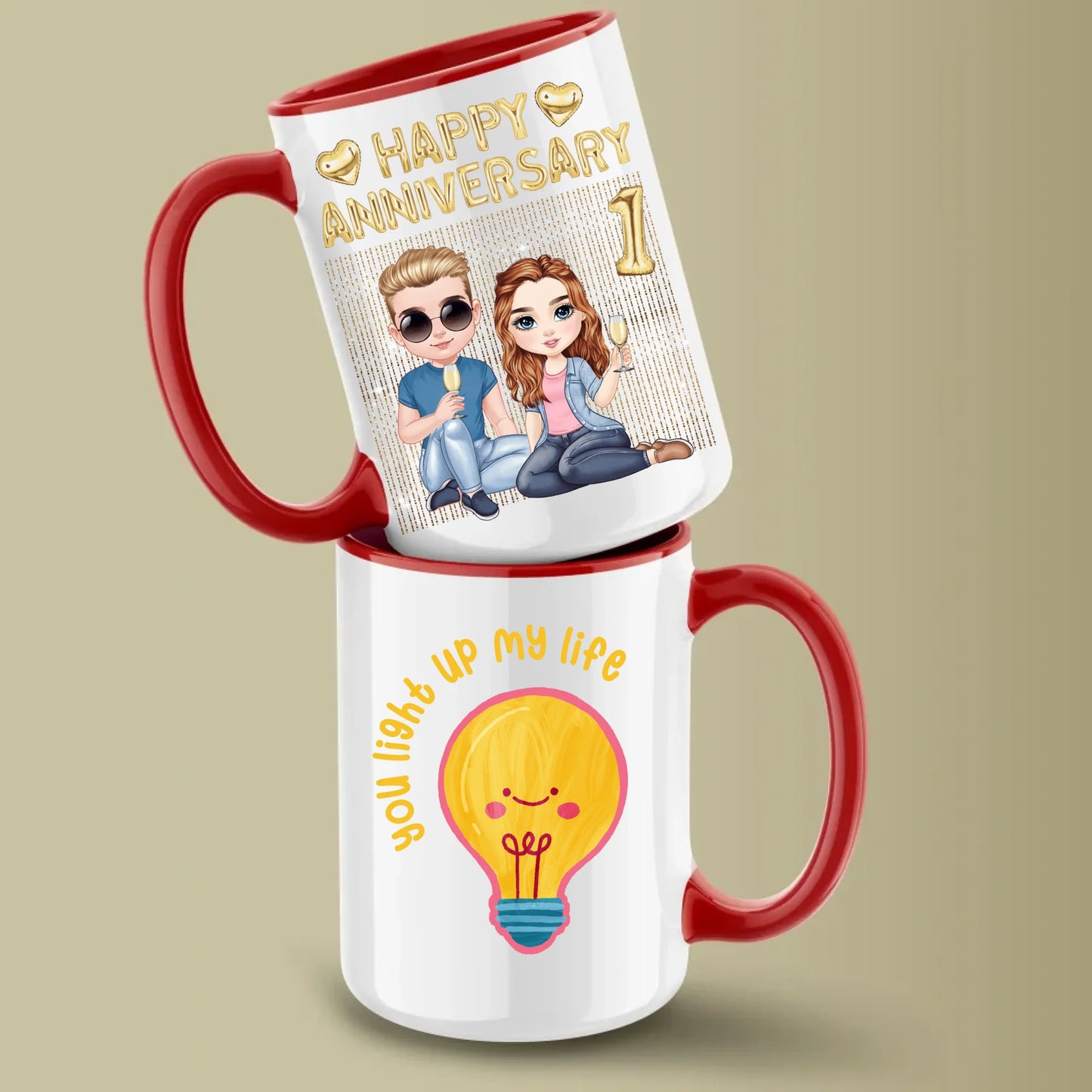 Glossy Two 15oz Mug Mockup red