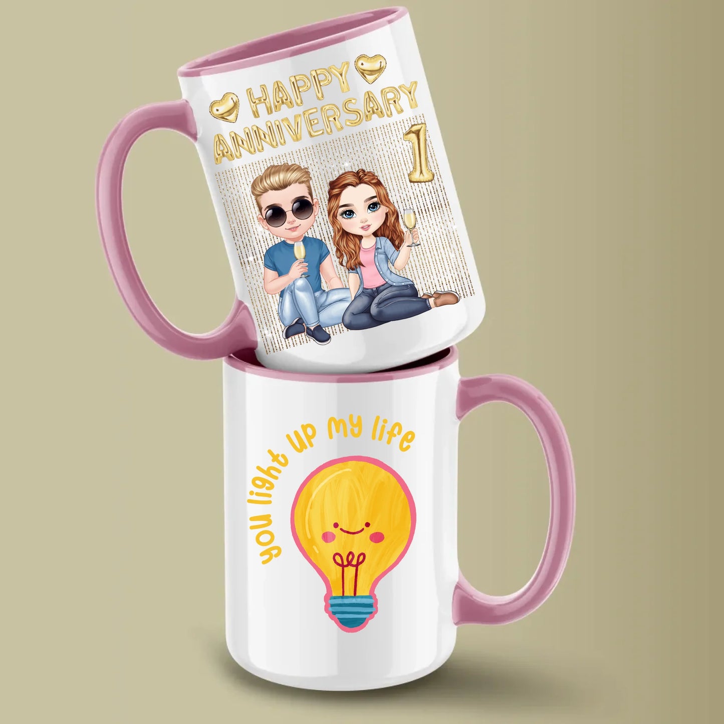 Glossy Two 15oz Mug Mockup pink