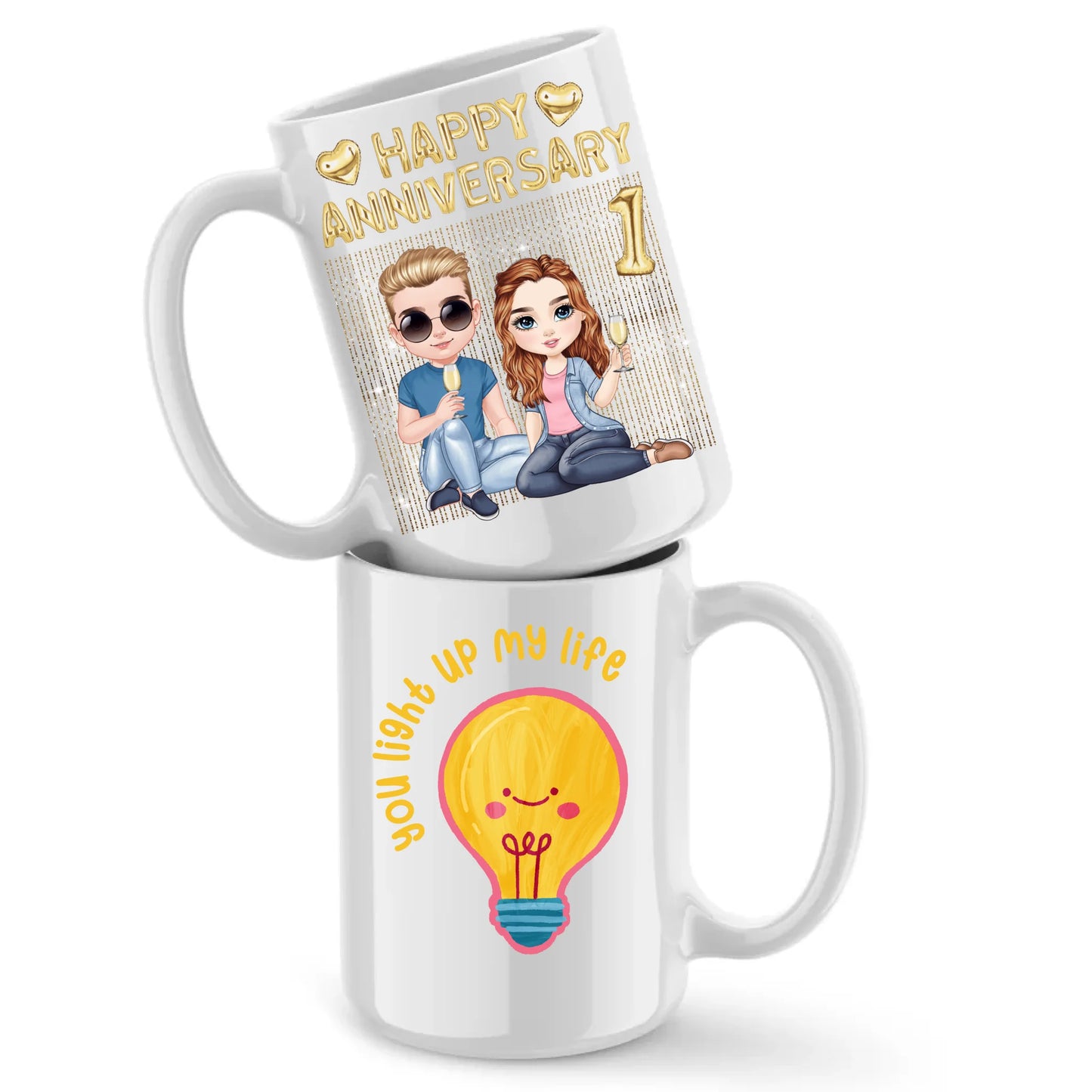 Glossy Two 15oz Mug Mockup