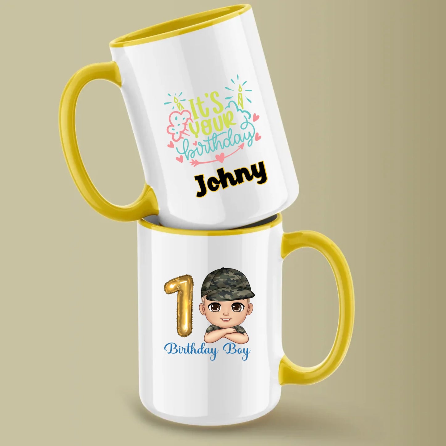 Glossy Two 15oz Mug Mockup yellow