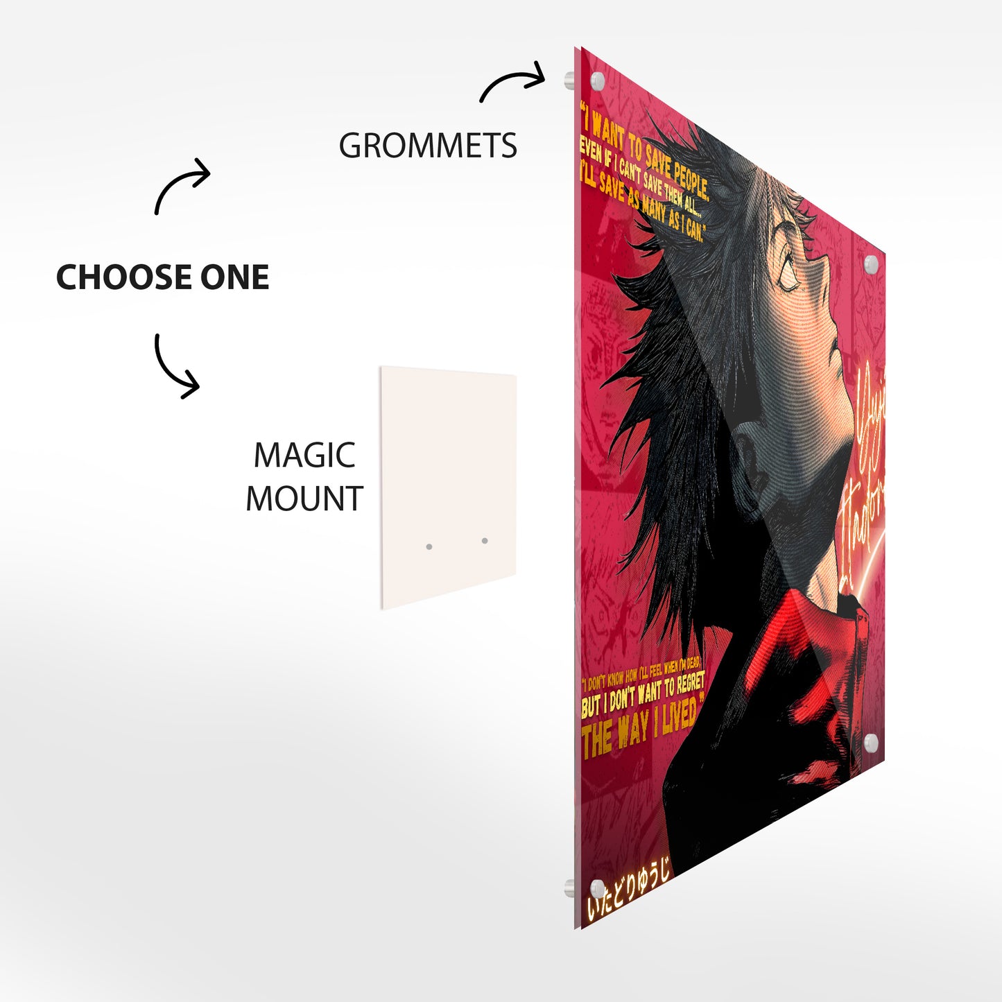 Yuji Itadori Motivational Anime Glass Art