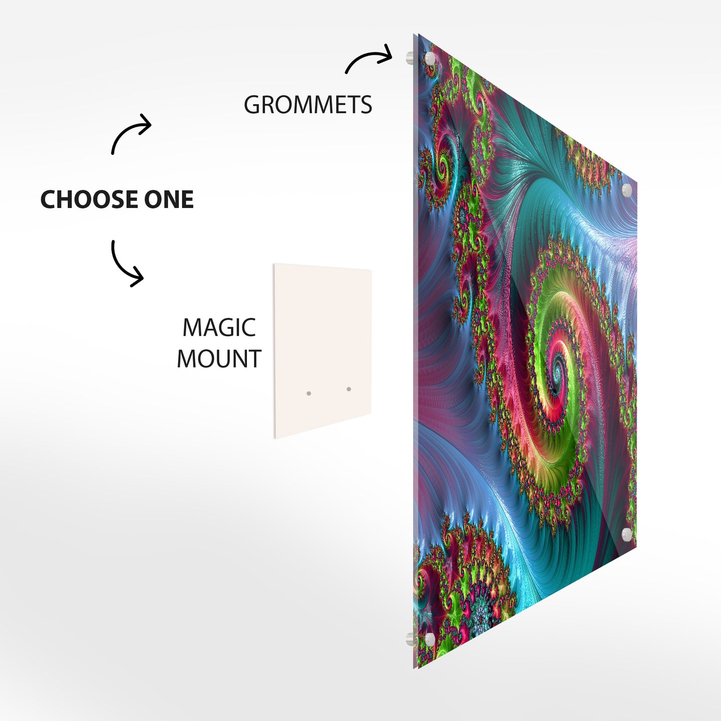 Abstract Fractal Spiral Glass Wall Art