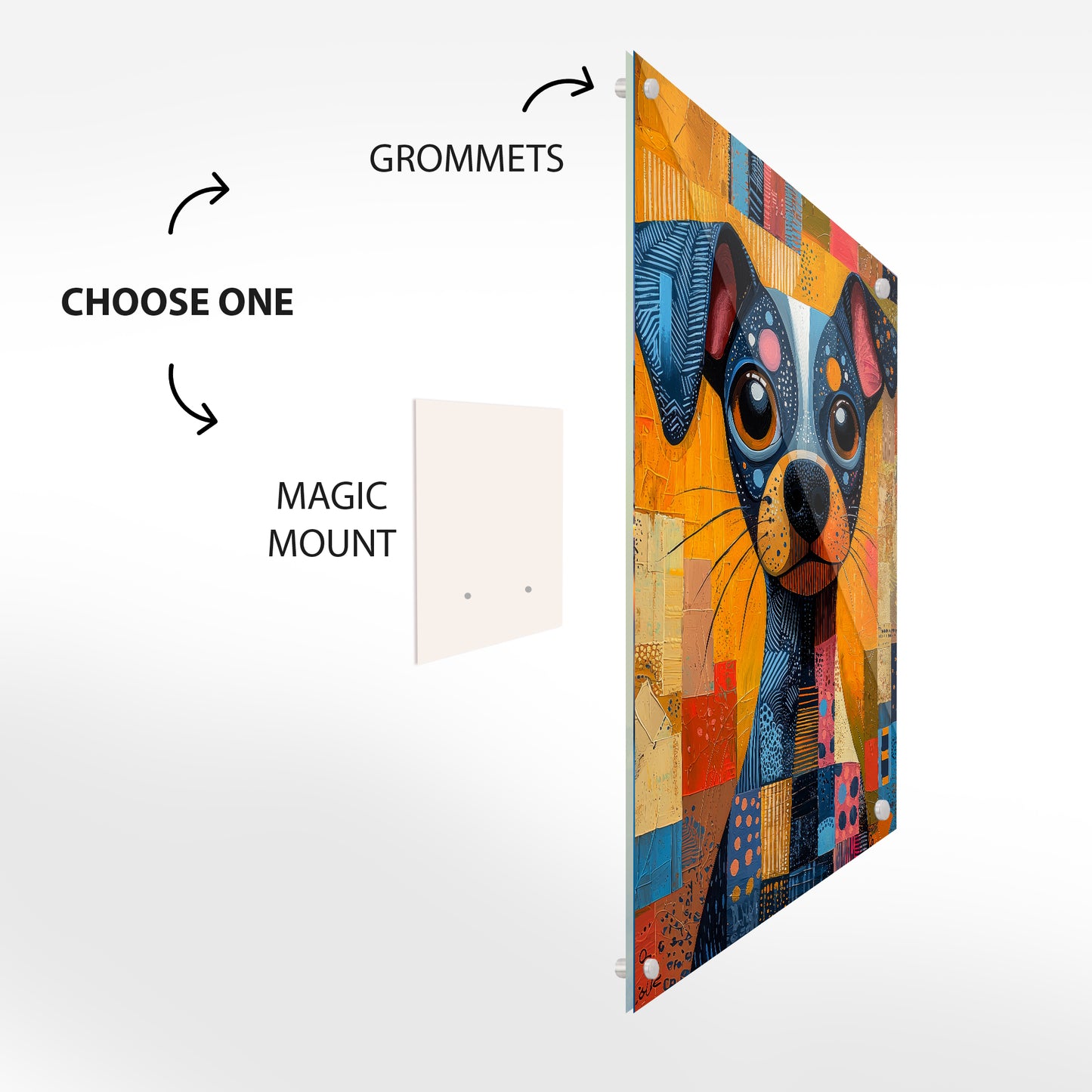 Geometric Pup Portrait – Vibrant Abstract Dog Glass Art