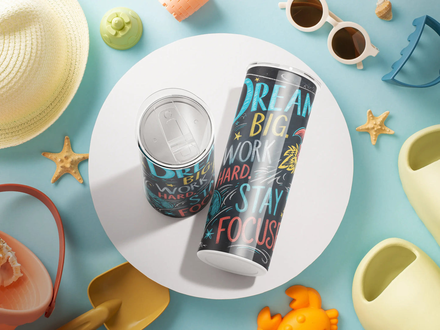 Dream big. Work hard. Stay focused. A daily dose of motivation in every sip.