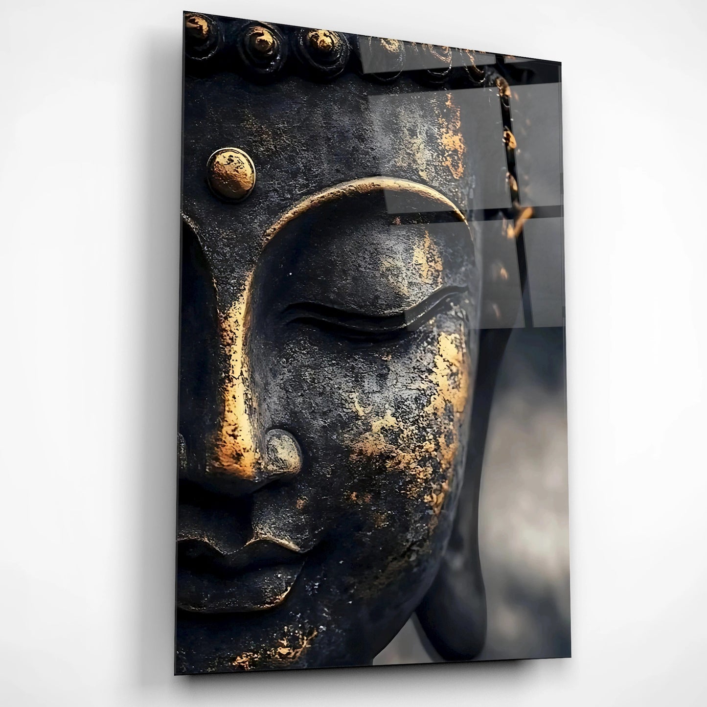 Golden Gaze Buddha Glass Poster
