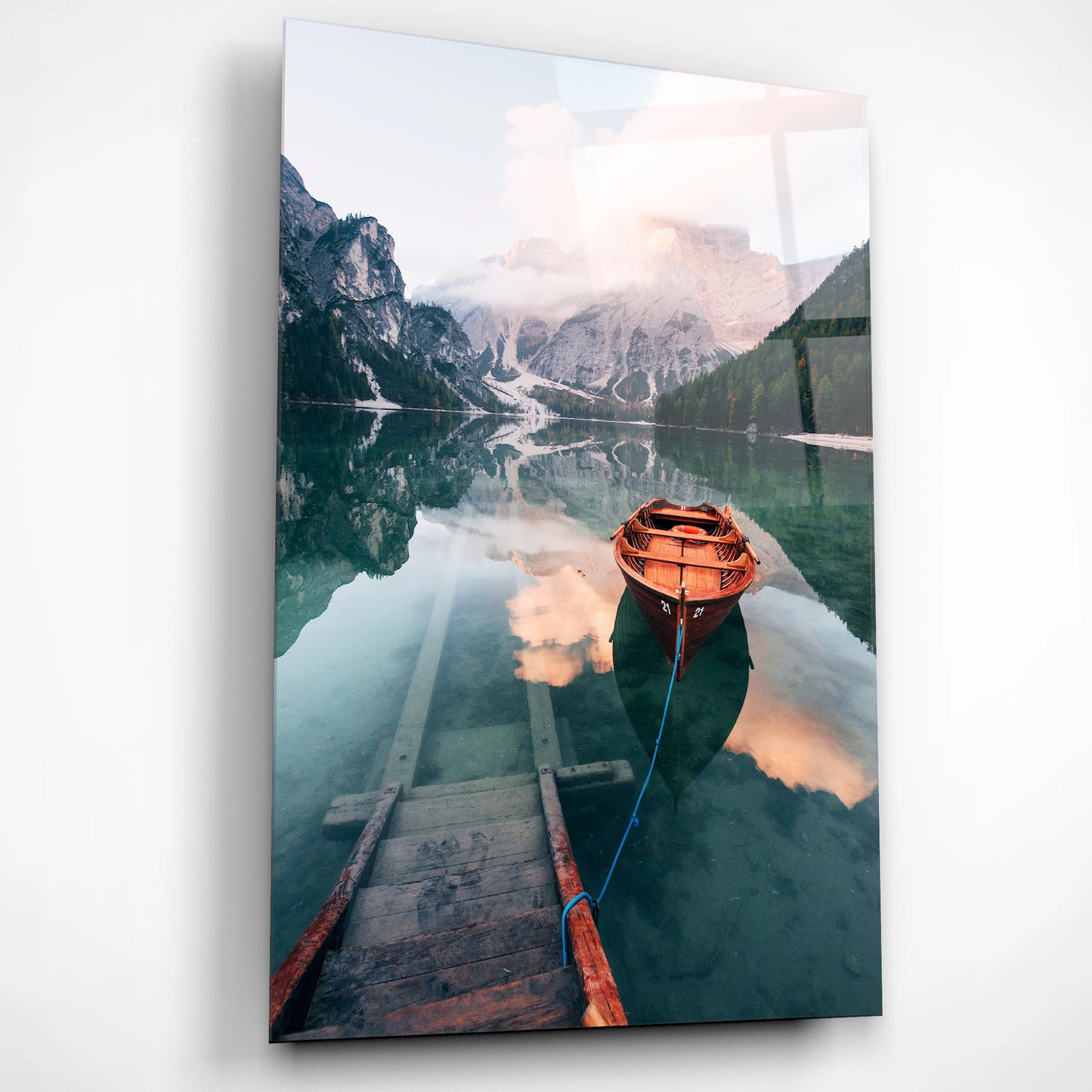 Whispers of Dawn Lakeside Glass Poster