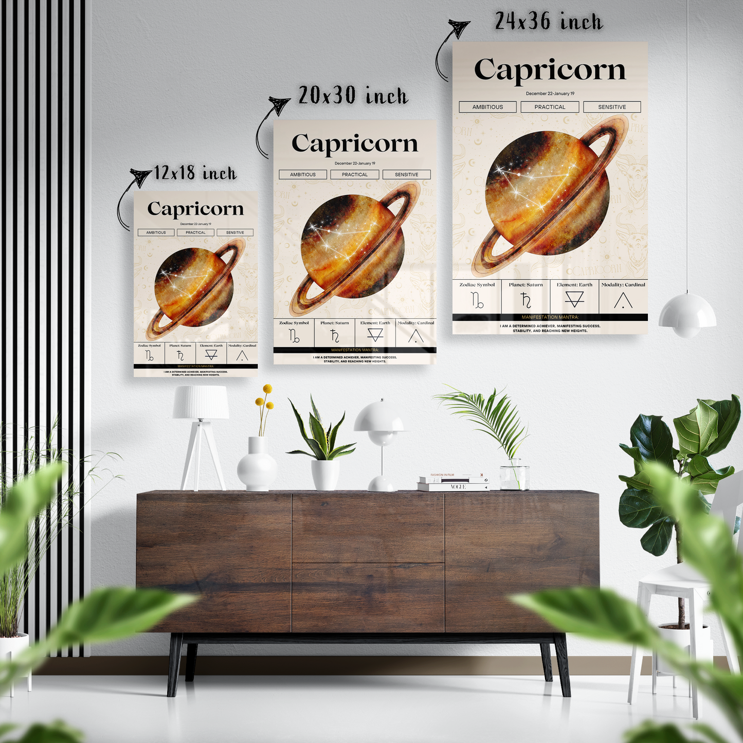 Capricorn Zodiac Glass Poster