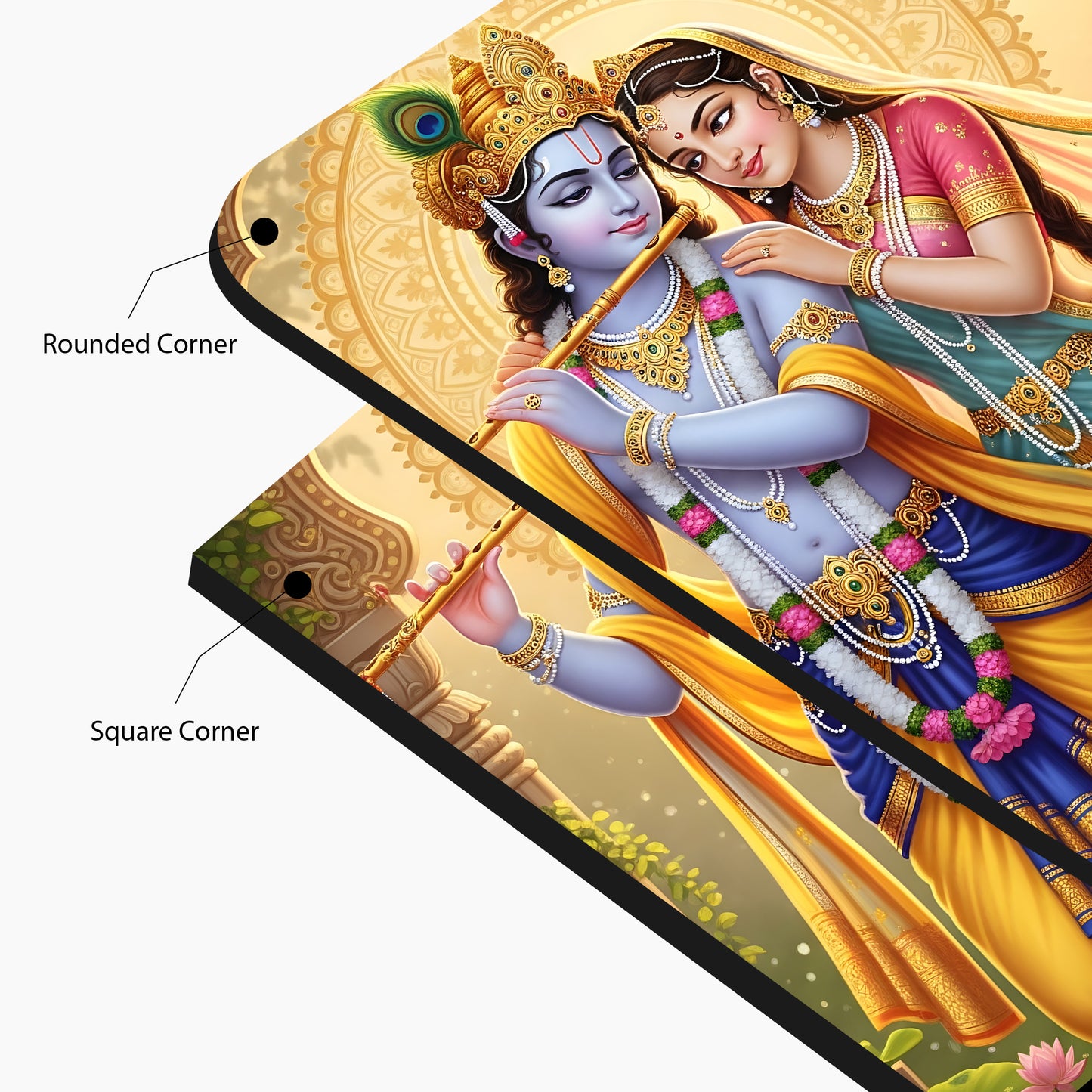 Radha Krishna Spiritual Glass Wall Art