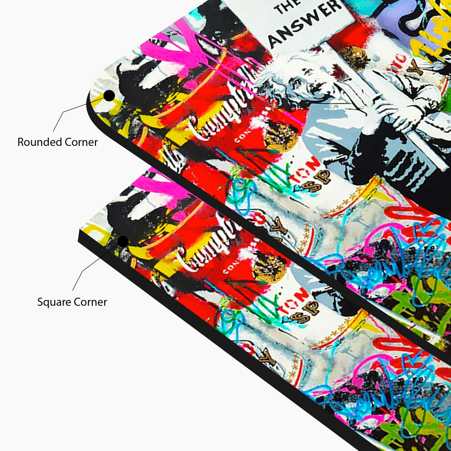 Einstein Love Is the Answer Banksy Style Glass Wall Art