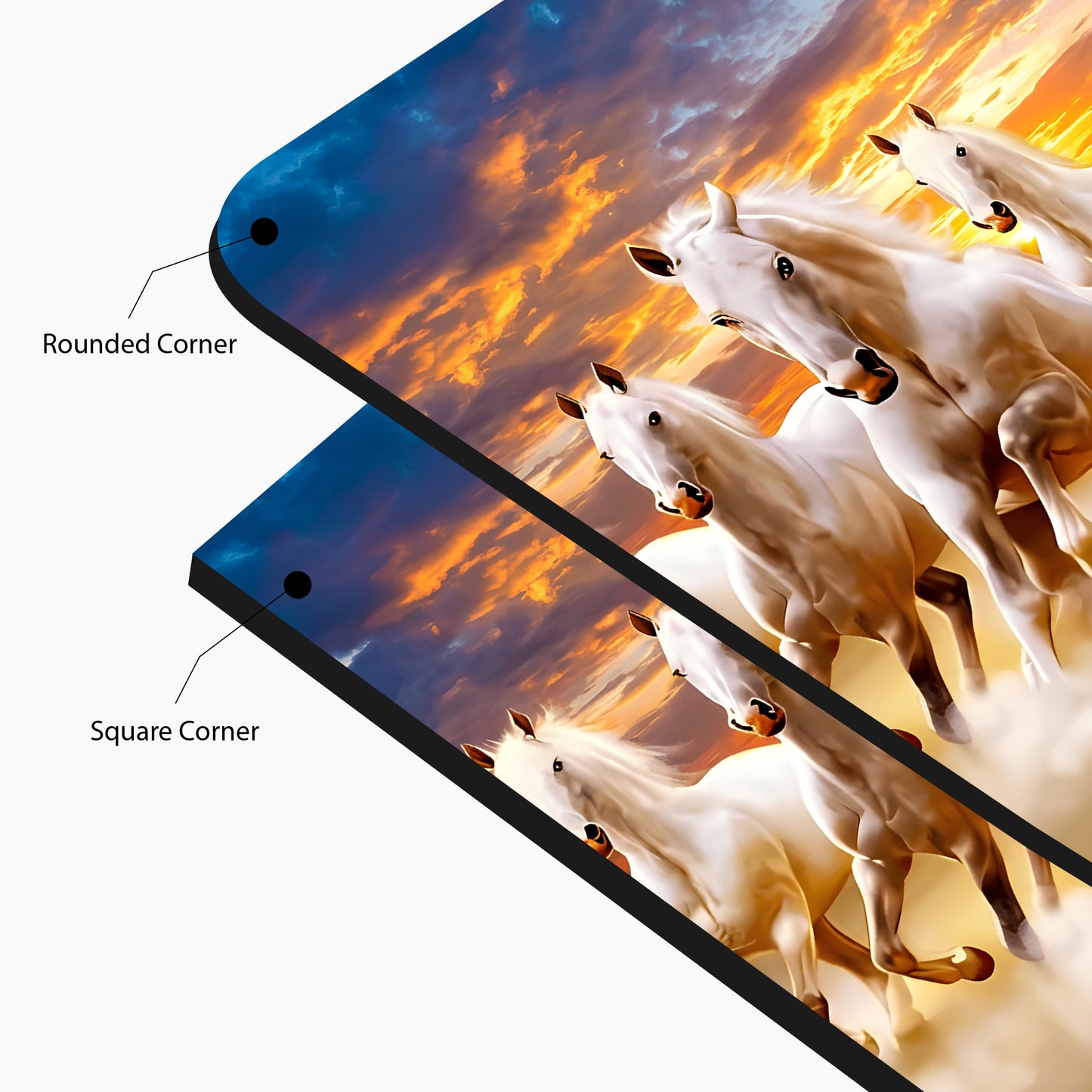 Seven Running Horse Glass Wall Art