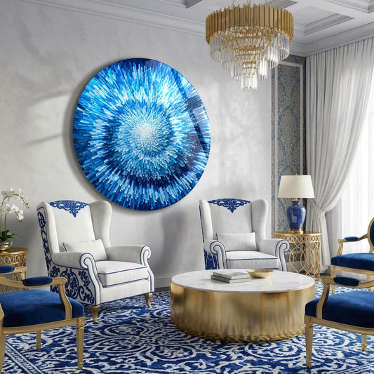 Blue Emerald Spiral Glass Wall Art