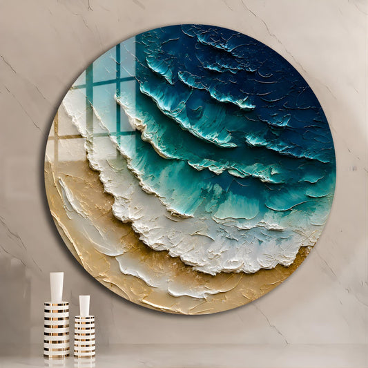Coastal Ocean Waves Glass Wall Art