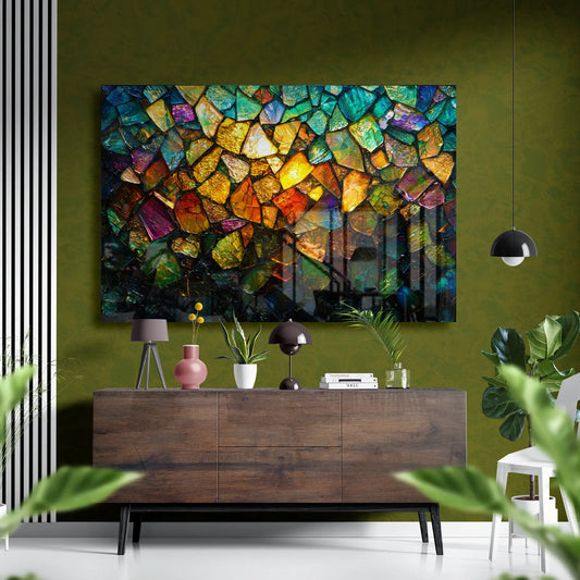 Prismatic Abstract Mosaic Glass Wall Art