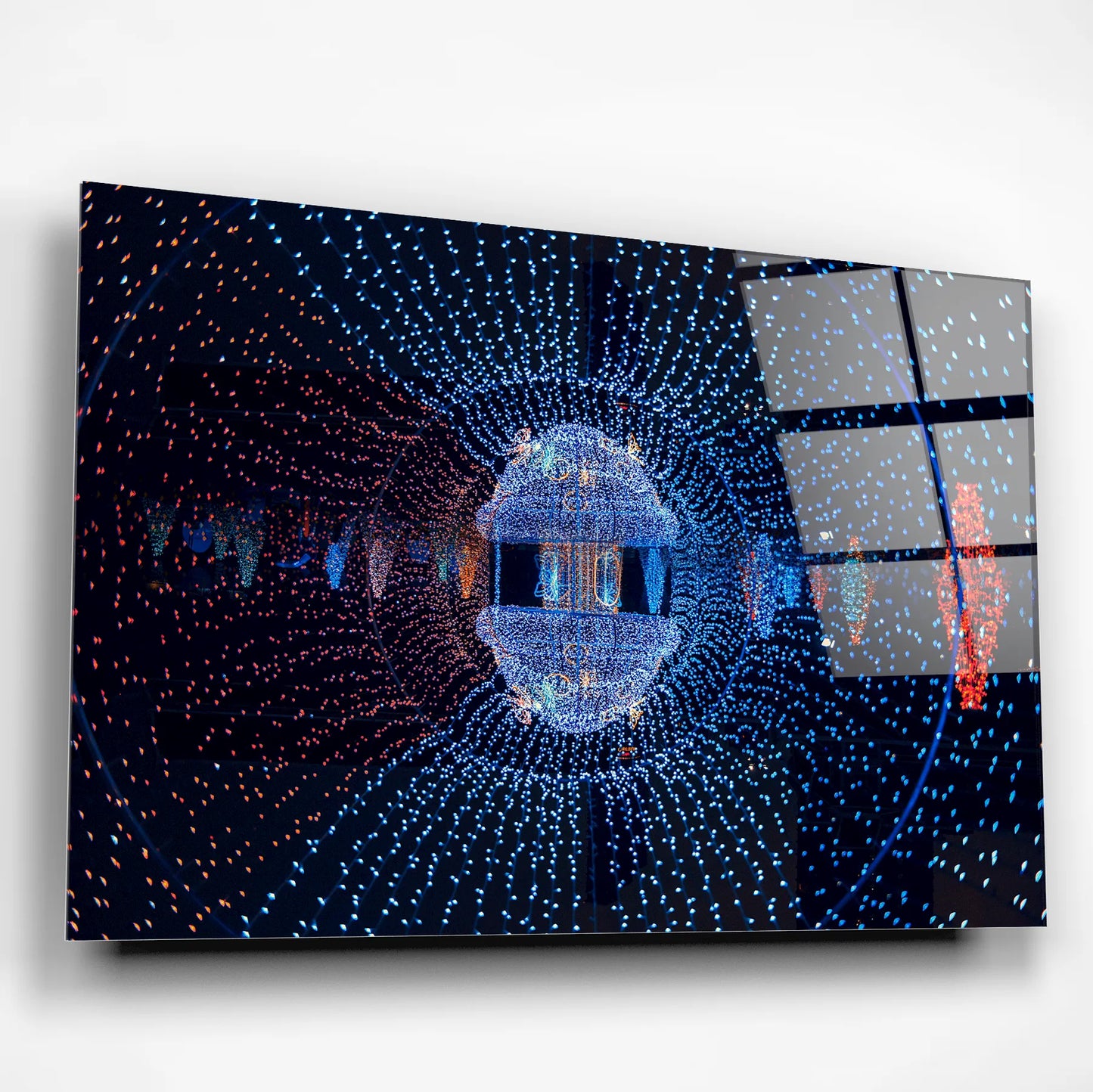 Tunnel of Bokeh Lightning Glass Poster