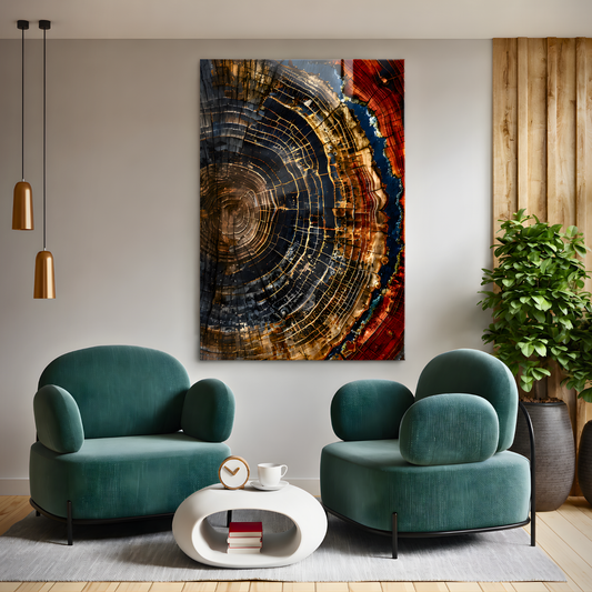 Tree Rings Glass Wall Art