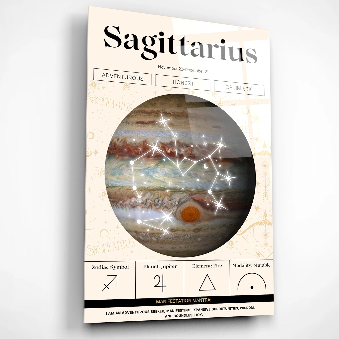 Sagittarius Zodiac Glass Poster