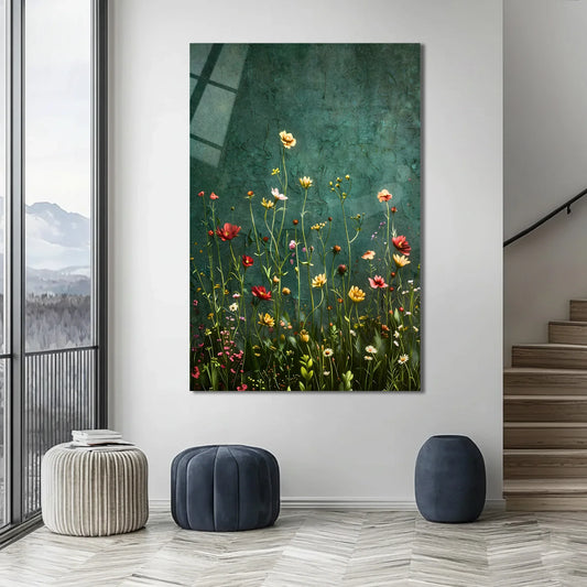 Wildflower Meadow Glass Wall Art.