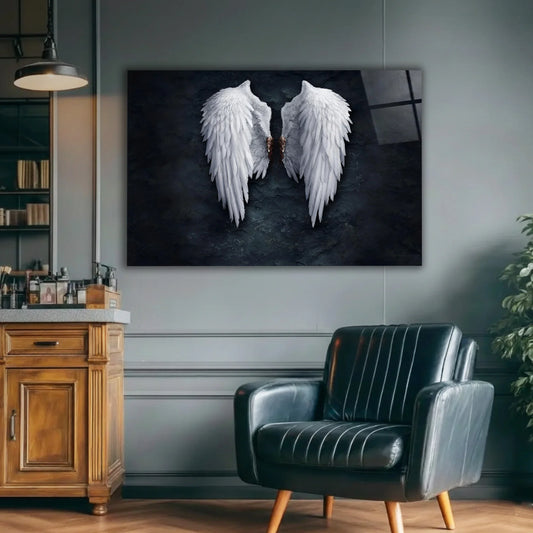 Guardian Angel Wings Faith Inspired Glass Wall Art.