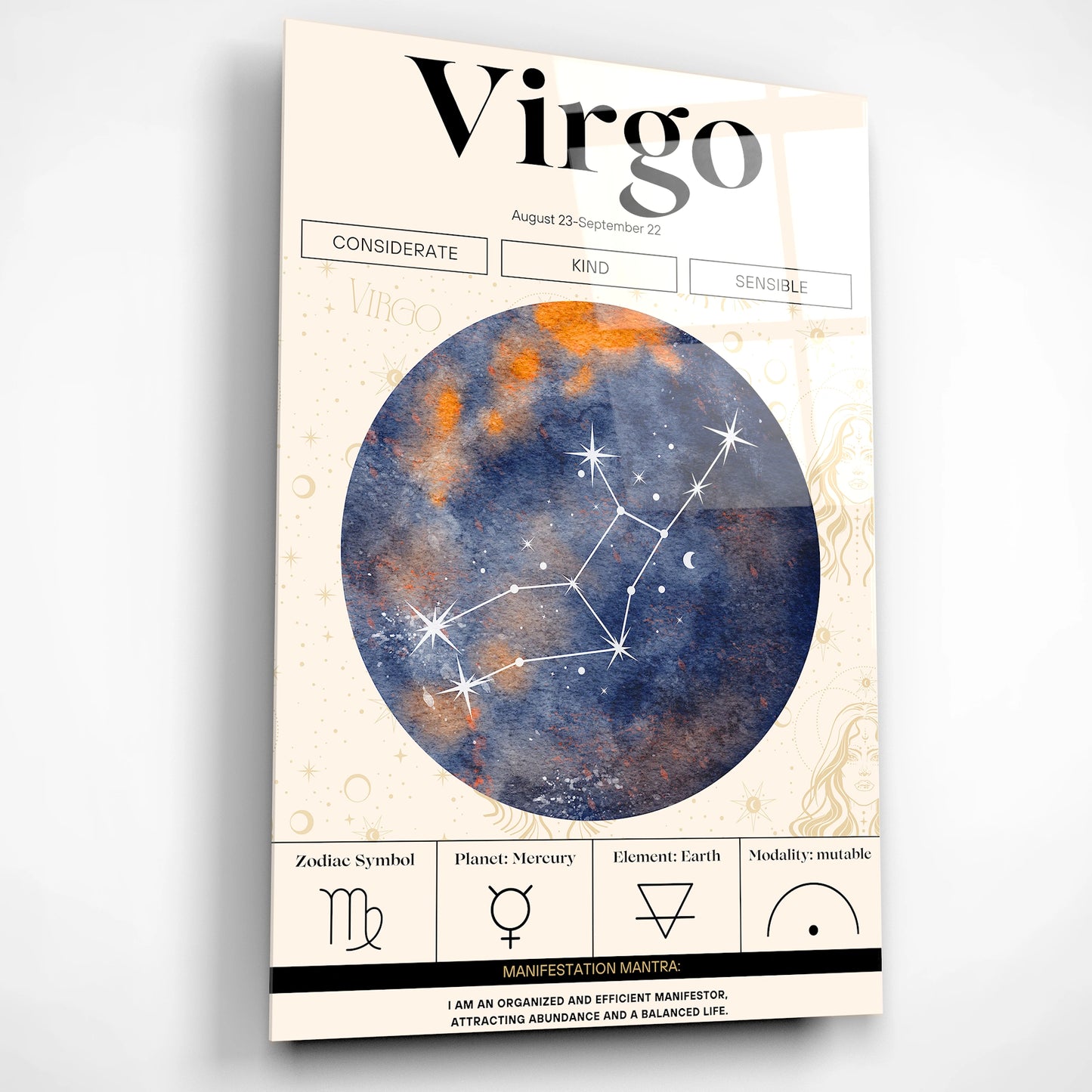 Virgo Zodiac Glass Poster