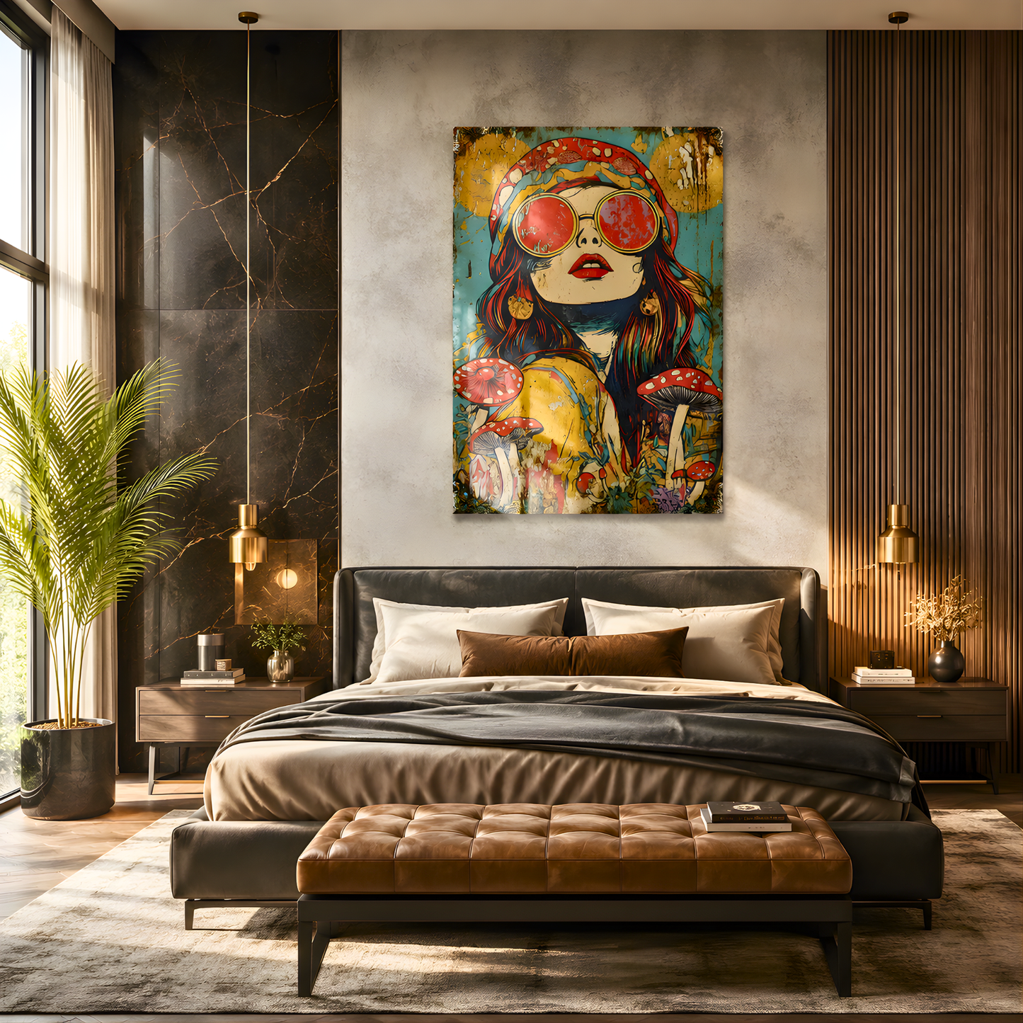 Groovy Reverie Woman Glass Wall Art