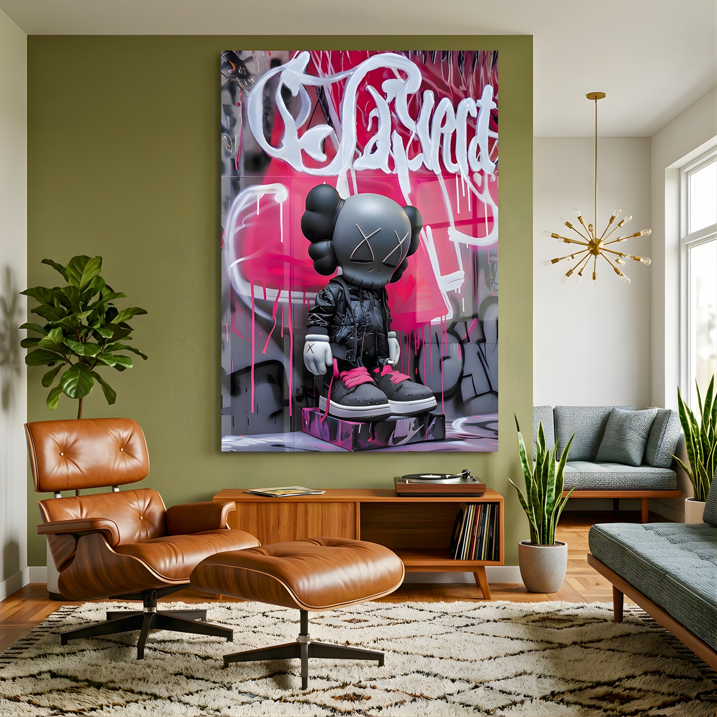 Black Pink Nikee Urban Rebel Icon Glass Wall Art