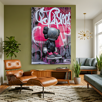 Black Pink Nikee Urban Rebel Icon Glass Wall Art
