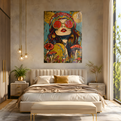 Groovy Reverie Woman Glass Wall Art