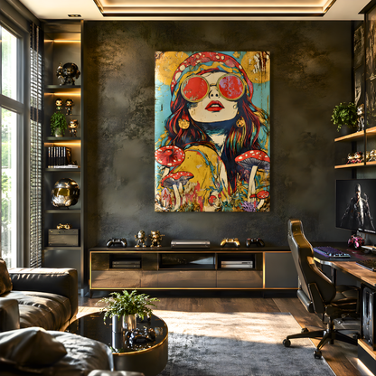 Groovy Reverie Woman Glass Wall Art