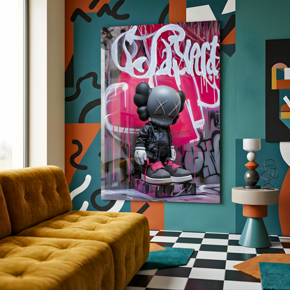Black Pink Nikee Urban Rebel Icon Glass Wall Art