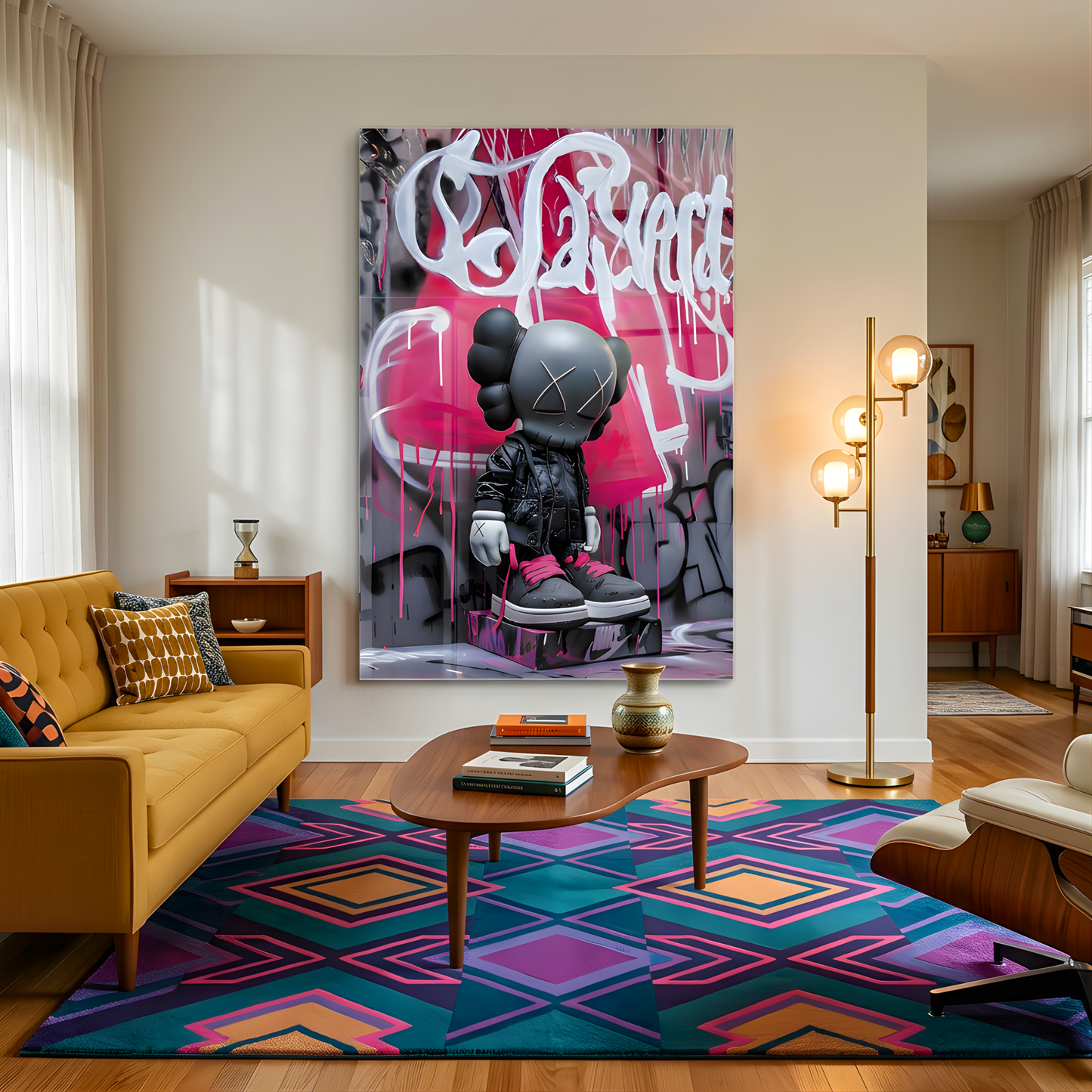 Black Pink Nikee Urban Rebel Icon Glass Wall Art