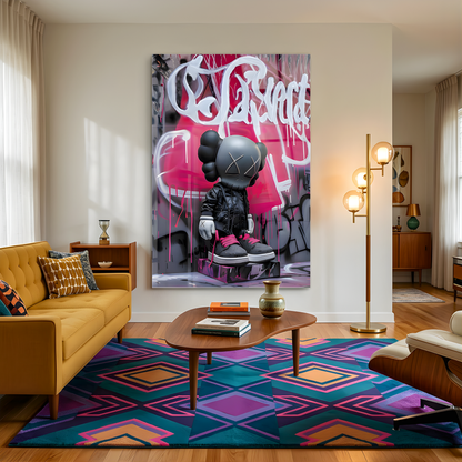 Black Pink Nikee Urban Rebel Icon Glass Wall Art