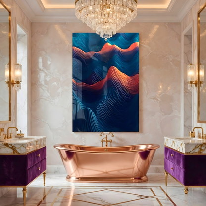 Modern Spiral Ocean Wave Glass Wall Art
