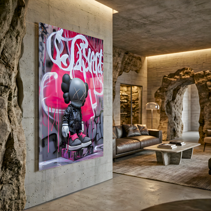 Black Pink Nikee Urban Rebel Icon Glass Wall Art