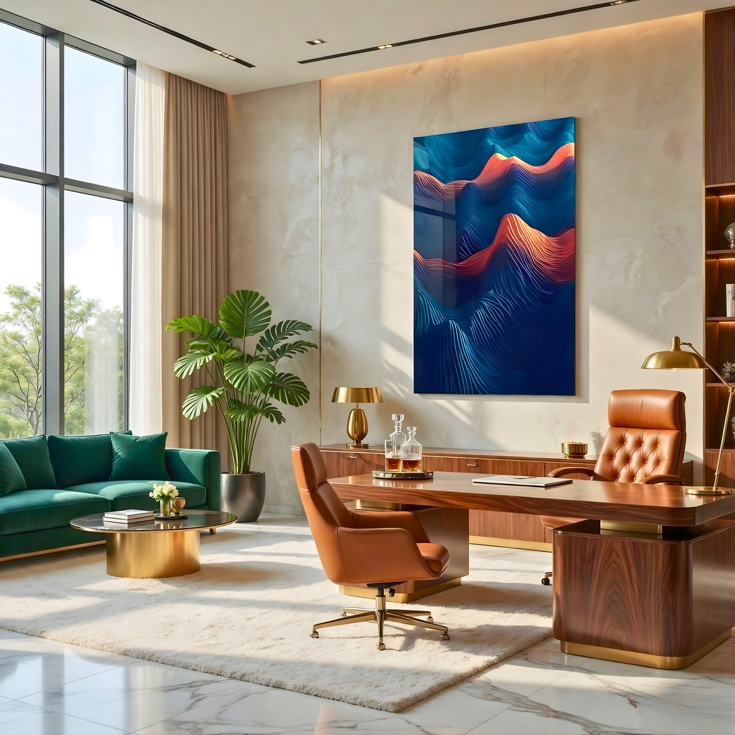Modern Spiral Ocean Wave Glass Wall Art