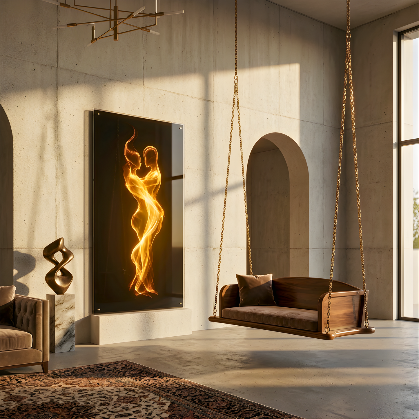 Flame couple Glass Wall Art