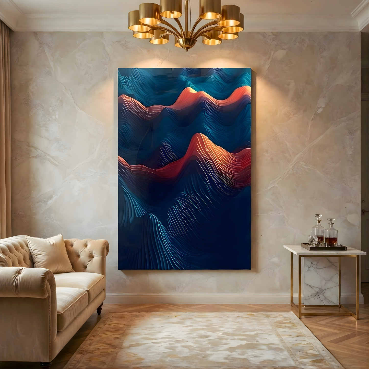 Modern Spiral Ocean Wave Glass Wall Art