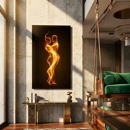 Flame couple Glass Wall Art