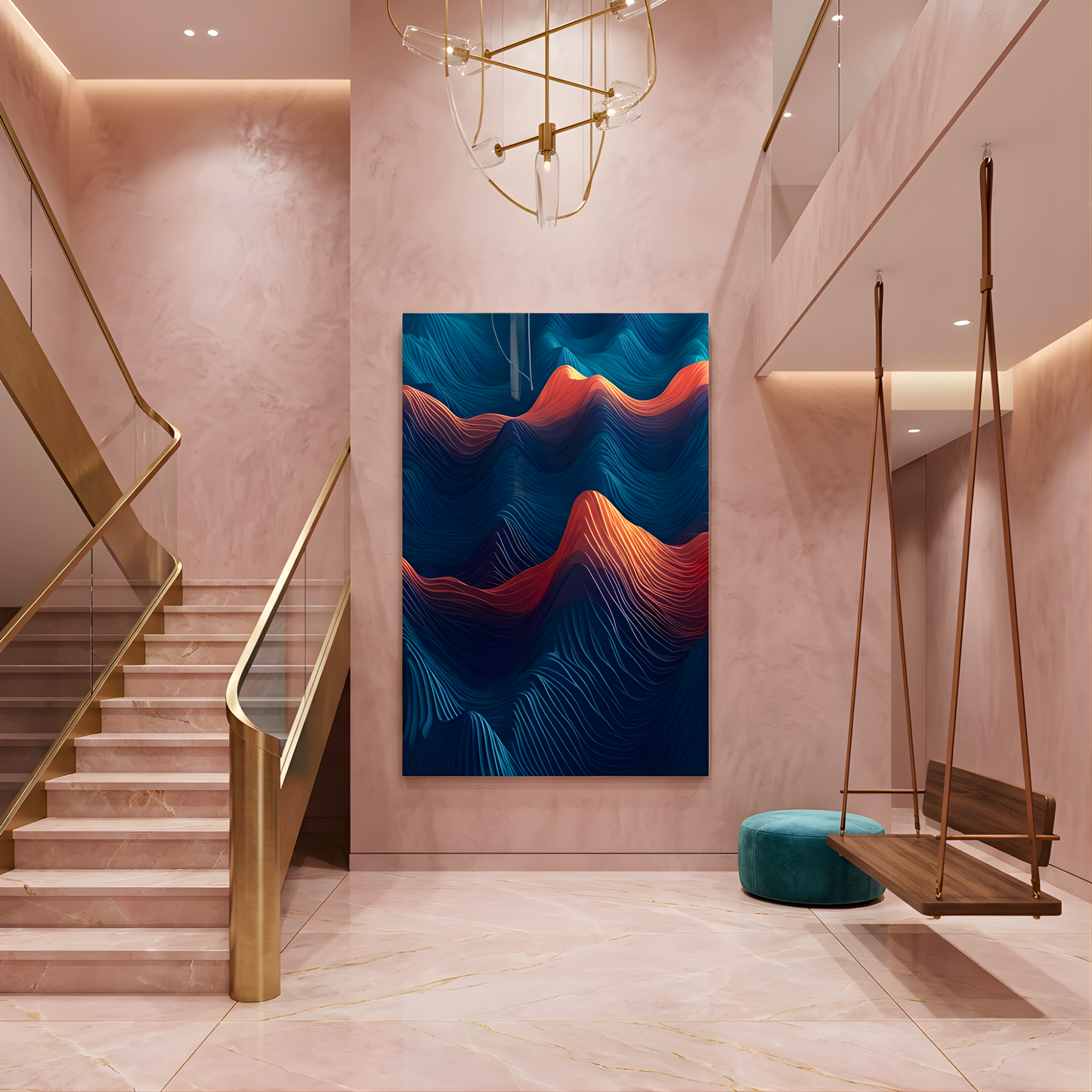 Modern Spiral Ocean Wave Glass Wall Art