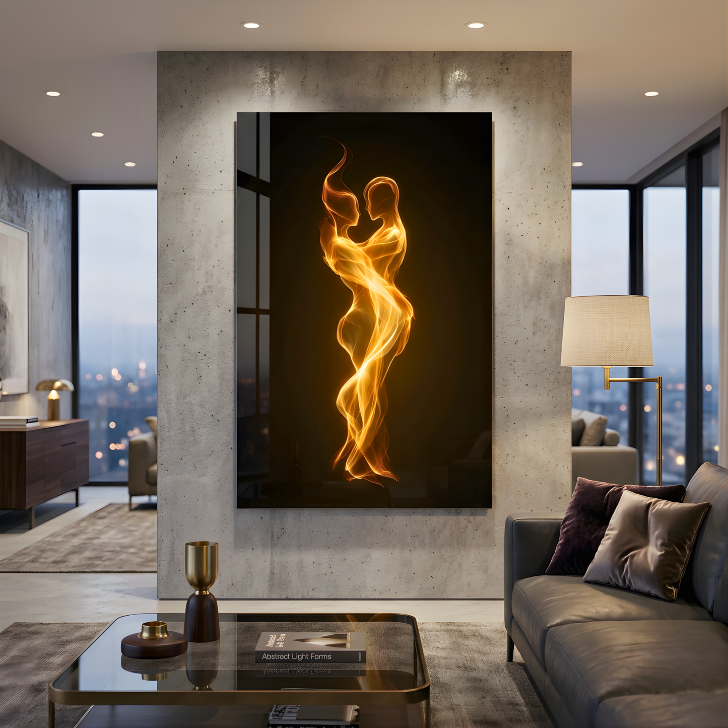 Flame couple Glass Wall Art