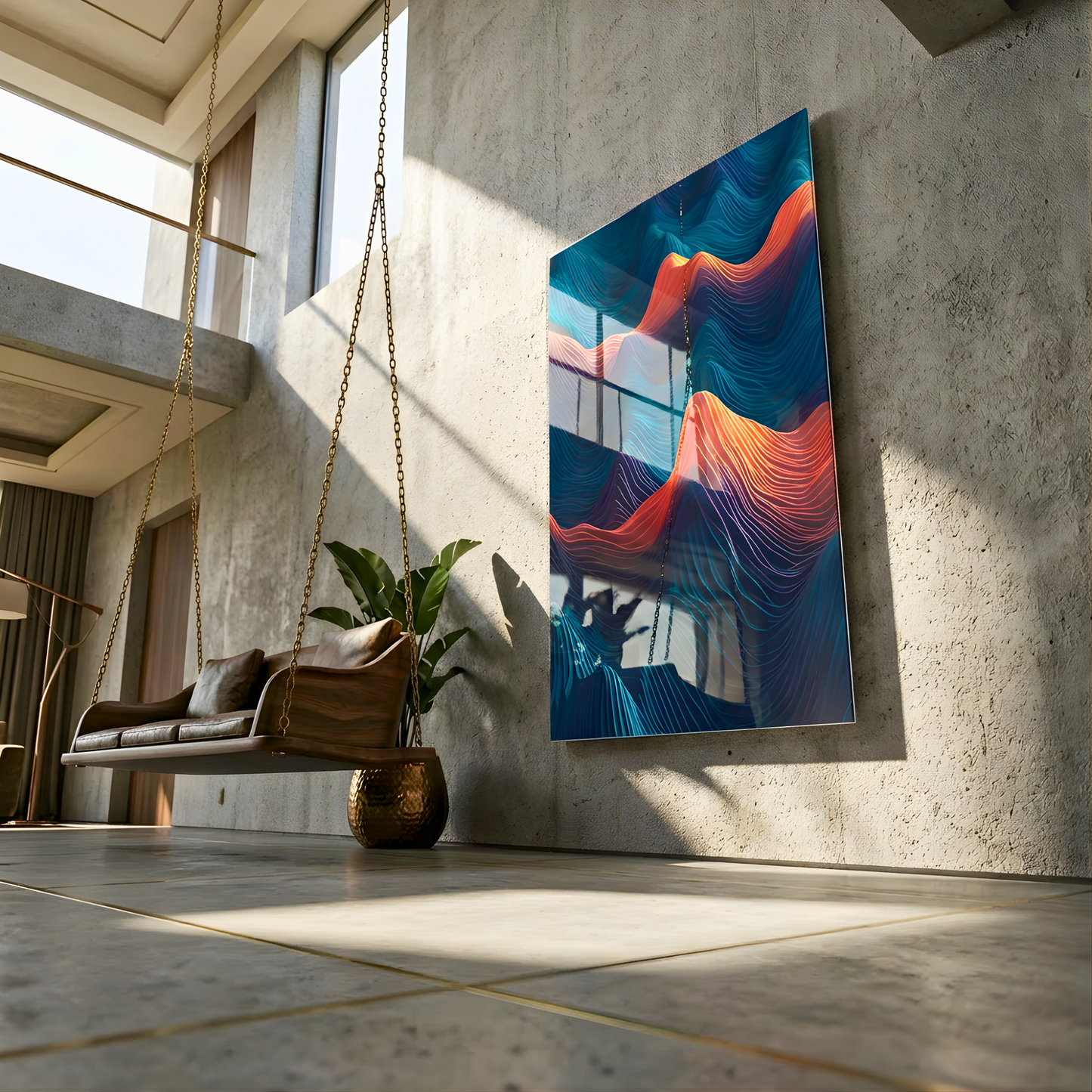 Modern Spiral Ocean Wave Glass Wall Art