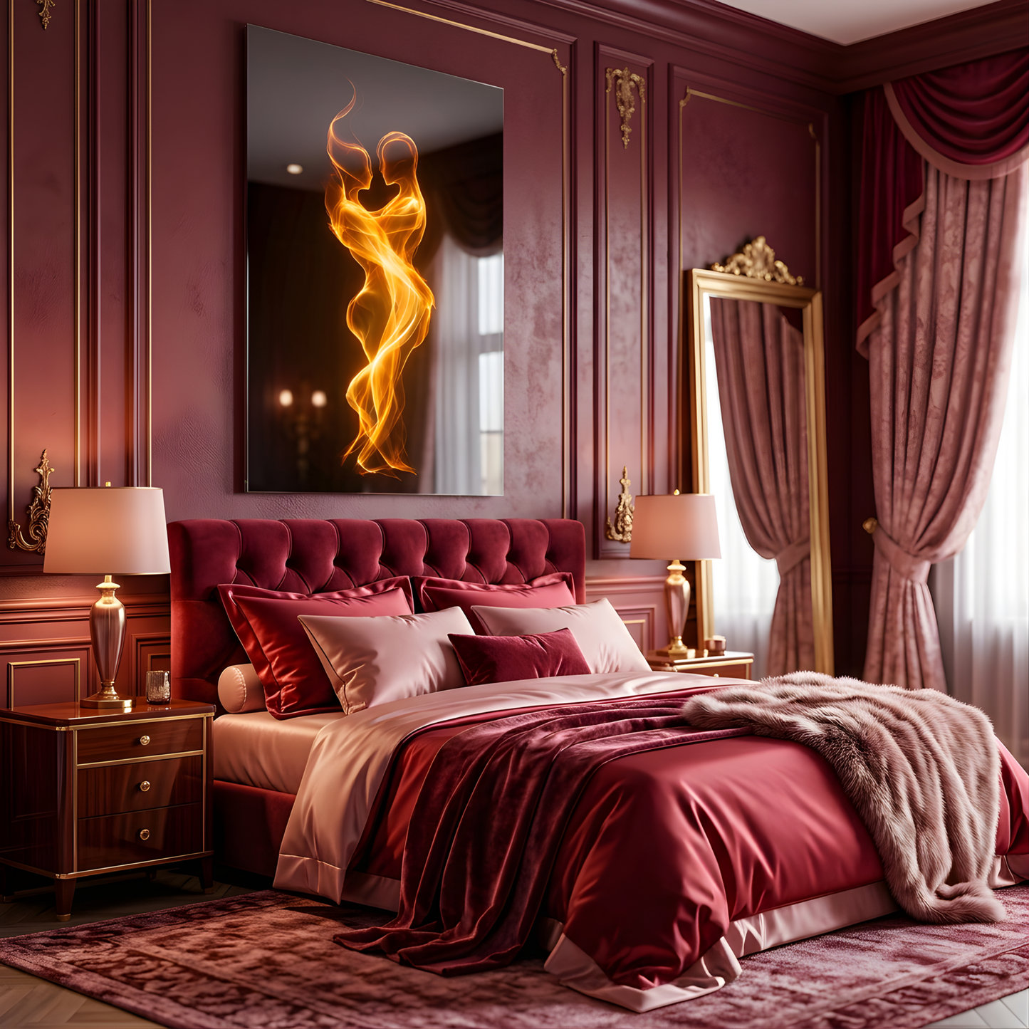 Flame couple Glass Wall Art