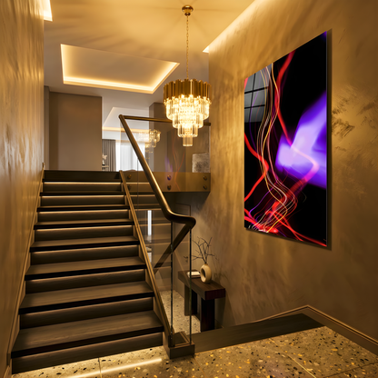 Neon Abstract Flow Glass Wall Art
