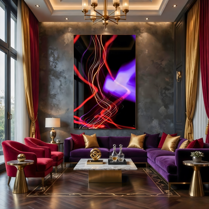 Neon Abstract Flow Glass Wall Art