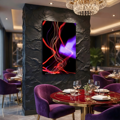 Neon Abstract Flow Glass Wall Art