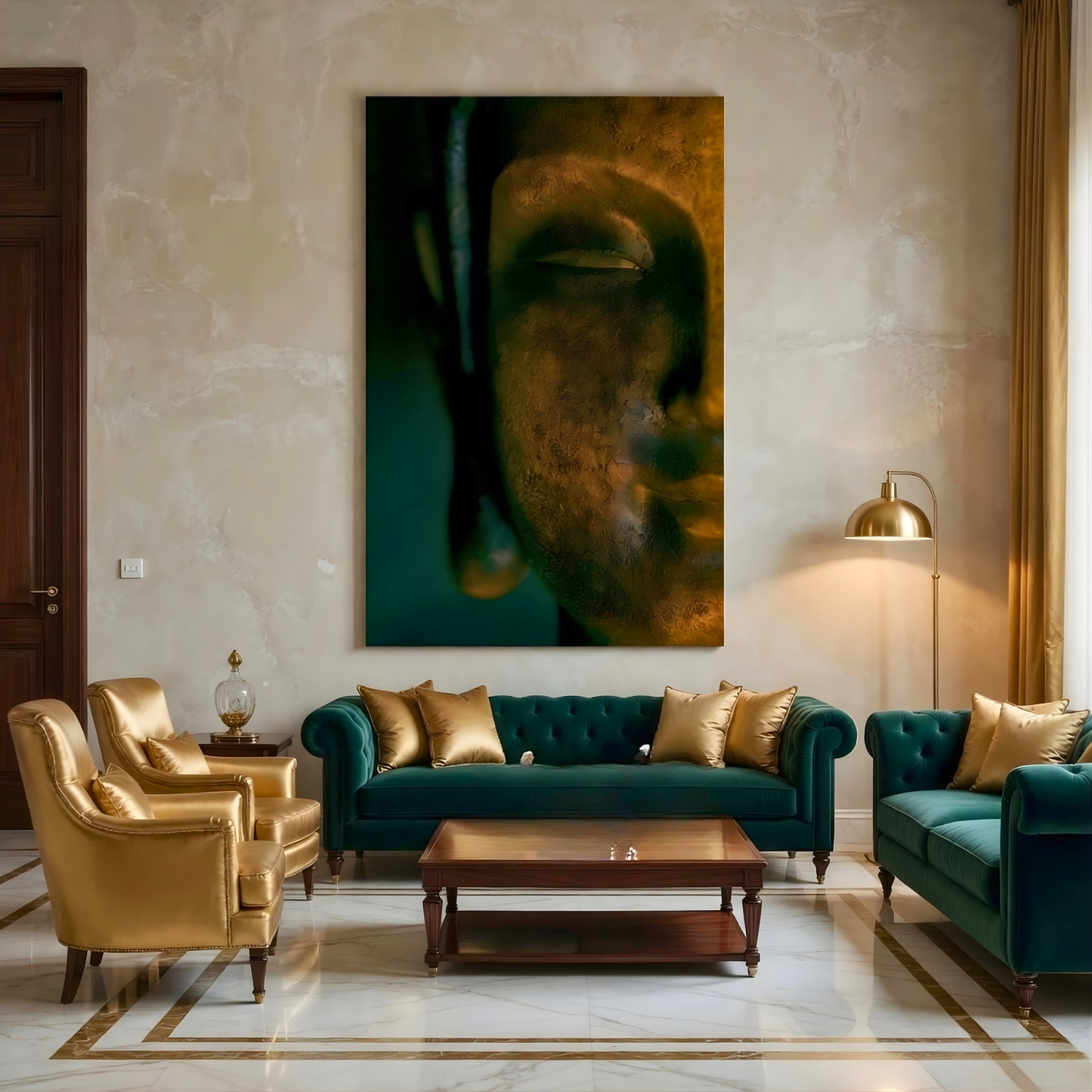 Buddha Nirvana Half Face Glass Wall Art