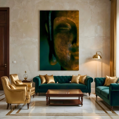 Buddha Nirvana Half Face Glass Wall Art